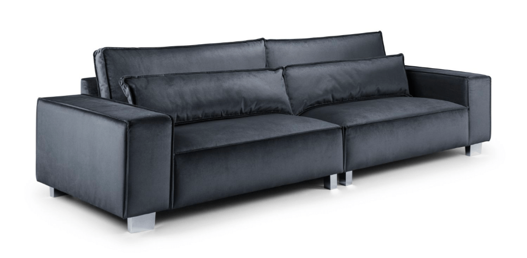 Sloane Fabric Sofa Collection in black velvet, modern design, durable and comfortable.