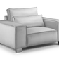 Velvet armchair from Sloane Fabric Sofa Collection in grey, with a bulky and durable design for ultimate comfort.