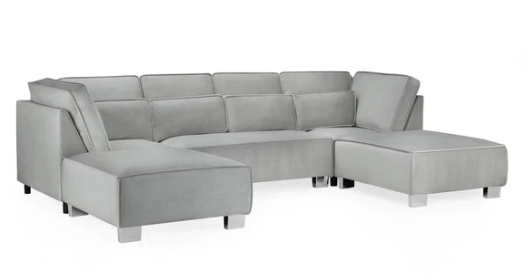 Sloane Plush Velvet U Shape Sofa in grey fabric.