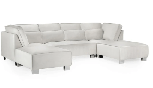 Sloane Plush Velvet U Shape Sofa in cream, durable and comfortable design.