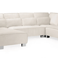 Sloane Plush Velvet U Shape Sofa in cream color, spacious and durable, ideal for relaxation.