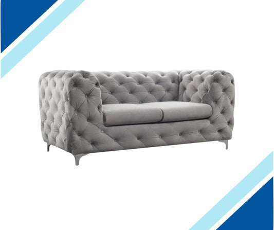 Stainton Button Grey Fabric Sofa - Lakeland Sofa Warehouse