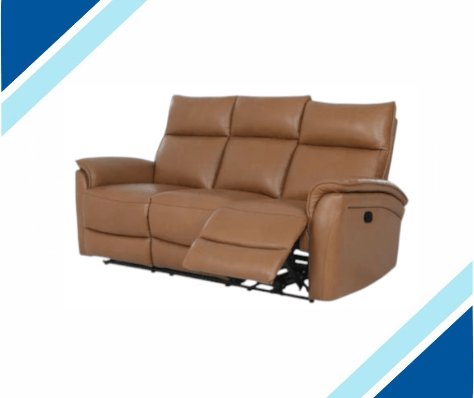 Zagora Real Leather Recliner Collection in tan color with recliner feature.