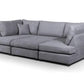 Carnabie U Shaped fabric corner sofa with footstool, modern design, premium upholstery, black feet.