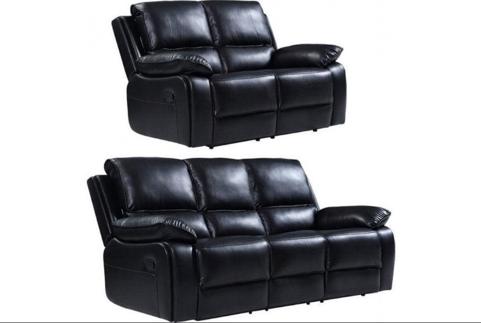 Harker Leather Recliner Sofa Set - BlackSuites and sofasLakeland Sofa Warehouse 