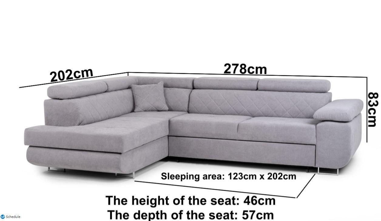 Hilton Storage Corner Sofa Bed With Headrestssofa bedLakeland Sofa Warehouse 