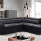 Nateby Black Leather Corner Sofa With Storage & OttomanSuites and sofasLakeland Sofa Warehouse 