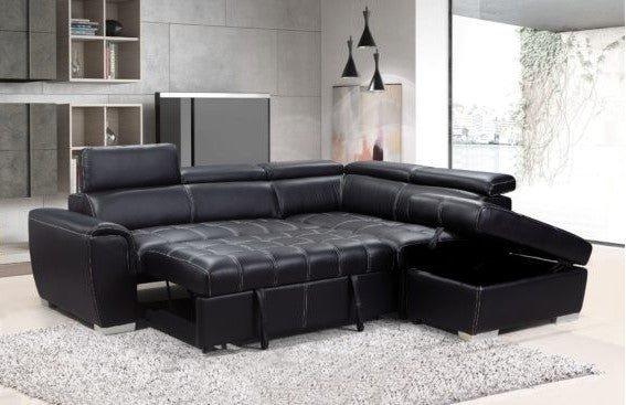 Nateby Black Leather Corner Sofa With Storage & OttomanSuites and sofasLakeland Sofa Warehouse 