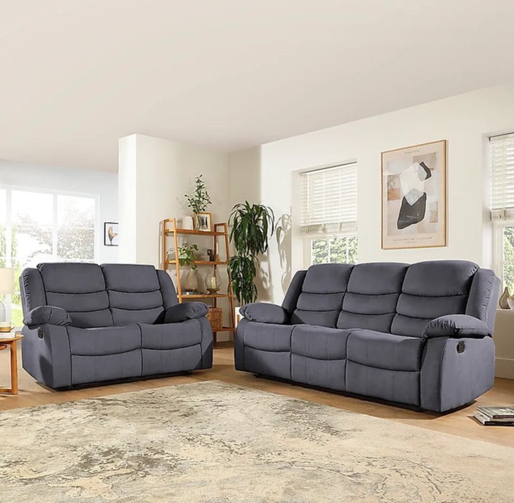 Rosley Fabric Recliner Sofa Set - Grey - Lakeland Sofa Warehouse