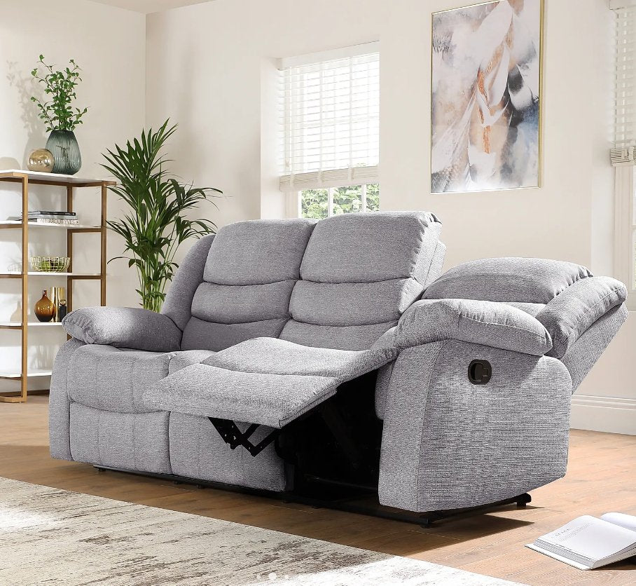 Rosley Fabric Recliner Sofa Set - Grey - Lakeland Sofa Warehouse