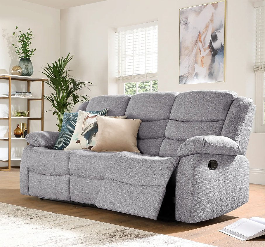 Rosley Fabric Recliner Sofa Set - Grey - Lakeland Sofa Warehouse