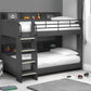 Stylish grey Domino Wooden Bunk Bed with shelving and glow-in-the-dark ladder steps.