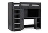 Hercules High Sleeper Children's Bunk Bed with angled wardrobe, built-in shelving, and glow-in-the-dark steps.