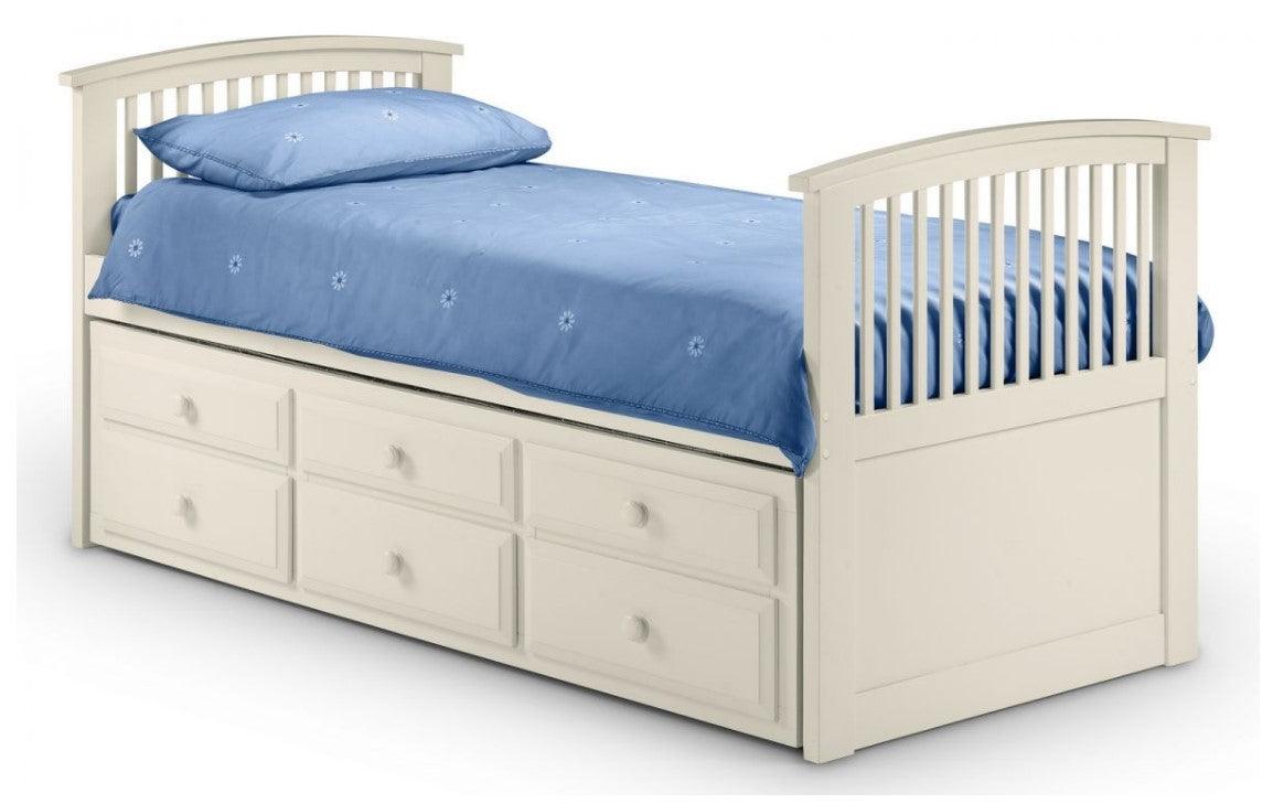 Hornblower Wooden Underbed + Bed Frame with pull-out bed and storage drawers.