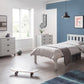 Luna Wooden Bed Frame in modern bedroom setting with grey and white decor.