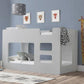 Children's Solar Wooden Bunk Bed in light grey finish with ladder and protective railing.