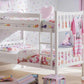 Zodiac Wooden Bunk Bed in white, versatile with curved headboards, compact design.