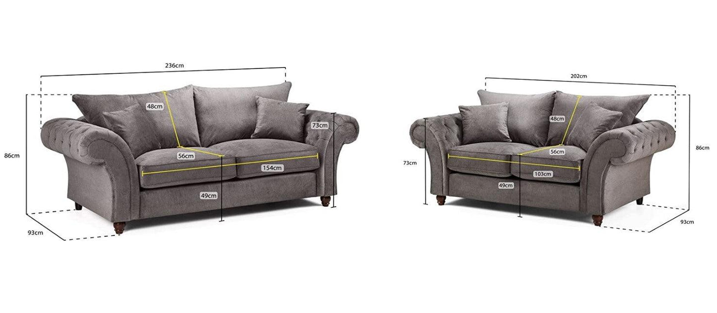 Wasdale Fabric Chesterfield Sofa Set - Lakeland Sofa Warehouse